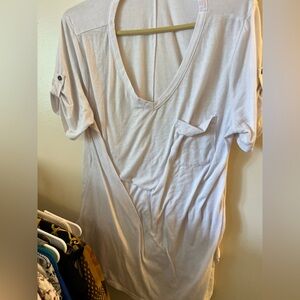Casual White V-Neck Women's Top